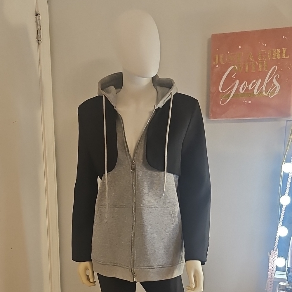 Black and Gray Zip-Up Hoodie